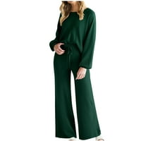 WAVSUF ženske setove u vrhovima odjeće i hlačama dugih rukava pulover Čvrsto labave svečane zelene pantalone postavljene veličine l