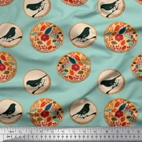 Soimoi Poly Georgette Tkaninski listovi, ptica i cvjetna umjetnička odštampana tkanina od dvorišta široka