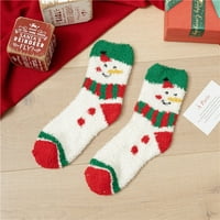 Božićne čarape za žene parovi super slatki topli plišani mekani ispis ženske božićne čarape čarape zimske