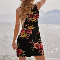 〖ROLIYEN〗 Ljetne mini haljine za ženske haljine za labave rezerve Ljetne cvjetne ispise Nasledrane sunce