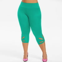 DRPGunly ženske gamaše ženske hlače vježbanje za žene modne žene plus veličine čvrste šuplje elastične struke casual gamaše hlače kompresivne tajice zelene 4xl