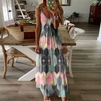 Huaai Dance Ženske haljine Summer bez rukava Maxi haljina Ljetna casual v izrez Slica Sunderss plaža