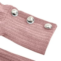 DTIDTPE bijeli gumb dolje majica za žene modne žene luk ovratnik čvrste tipke rukav pleteni putni džemper