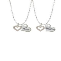 Delight nakit Silvertone AB Crystal Open Heart Math & kćeri srčani ogrlice, 19 + 2