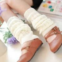 Kaesi Žene Solidne boje zimske tople kabele pletene noge toplije pletene kukičane čarape