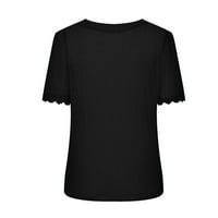 Joau Women Ljeto čipke kratki rukav V-izrez Ležerne prilike sa čvrstim majicama bluza na klirensu