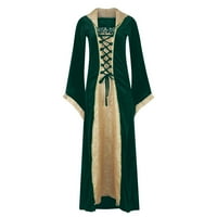 Ženski gotički sud Maxi haljine Flare s kapuljačom s dugim rukavima Cosplay Halloween Haljine