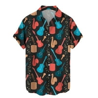 Muška modna bluza Top Tropic Style Print Hawaii Ljeto Okrenite košulju ogrlice Muške Muške ličnosti Muške ličnosti Glazbeni instrumenti Digitalni 3D tiskani reže