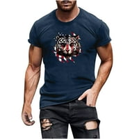 Amidoa Muška majica Tiger Print Sportska majica Kratki rukav Okrugli izrez Bluze Košulje Dan nezavisnosti