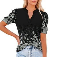 Darzheoy ljetni vrhovi za majicu WOMEM labave majice tiskani kratki puff rukava V-izrez V-izrez V-izrez za bluzu majice Ljetna ušteda prodaja