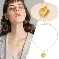 Frehsky ogrlice za žene nakit Solidne žute zlatne ruže srce privjesak za srce, za fotografije, poruke, sentimentalne's