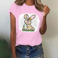 Usched Bunny Gnomes Košulje za žene Uskršnji okrugli vrat kratki rukav majica Casual Labavi udobnost