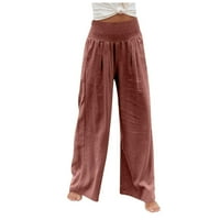 Ljetne hlače Pamučna posteljina za žene lagane visoke struk široke noge joga hlače za žene elastične