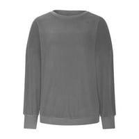 Izrez s dugim rukavima Crt Solid pulover Zimska pad Bluze Seksi vrhovi za žene sive veličine s