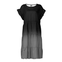 Ležerne haljine za žene bez rukava otisnuta mini plaža žensko ljeto haljina visokog struka siva 5xl