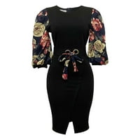 Haljine za žene s dugim rukavima tisak cvjetnog uzorka Okrugli izrez Mini Slim Fit Y2K moda Elegantna