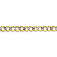 14k bijelo i žuto zlato Dva tonirana ogrlica od lanaca za pave Cubanski lanac - sa sigurnosnim kopčom za zaključavanje jastoga 18