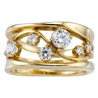 Keusn Angagement okrugli rez Zirkoni Žene vjenčani prstenovi nakit prstenovi za žene Full Diamond Dame Ring
