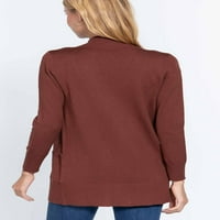 Ženski kardigan s dugim rukavima otvoreni prednji prokleti džemper rebrani sa džepovima u nekoliko boja