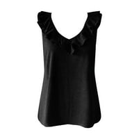 Miayilima Plus veličine za žene V izrez majicu bez rukava ljetna majica Jednostavna i izvrsna dizajnerska