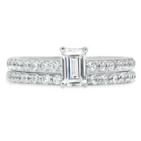 1. CT smaragdni rez pravi prirodni dijamant VS1-VS J-K 14K bijelo Angažman za vjenčanje svadbene mladenke Dizajnerski prsten BW Set veličine 5.5