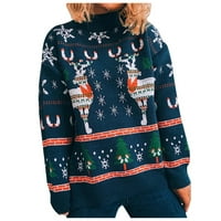 WHLBF džemperi za žene Ženski santa Raindeer Sequin ružni božićni džemper, sladak duks za odmor Smiješni