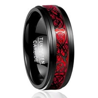 Muški crni crveni vjenčani bend Celtic Dragon Tungsten Prsteni Opal papir INVEĆE INGE