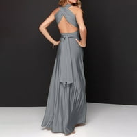 Absuyy ljetne haljine za žene četvrtine rukava patchwork čipka V izrez haljine haljine sive veličine s