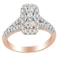Klazni prsten za prskanje kvadrata u 14k ružičastog zlata sa 0. CT bijeli prirodni dijamant sa prstenom veličine-4