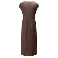 Zunfeo Ljetne haljine za žene Ležerne prilike sa labavim fit pamučnim posteljinom A-line haljina Comfy