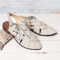 Ženske čipke udružene sandale - Sandal za zatvorene kože - Ležerne prilike sabirni sandal sa niskim klinom - Tkanine ljetne rimske cipele za cipele