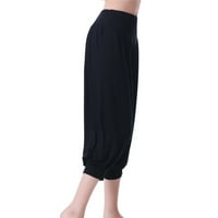 Ženske hlače sa visokim strukom Široke pantalone za noge Vježbajte joga Hlače ljetne modne hlače za dame casual hlače salon duge osnovne obične pantalone Workout crna l