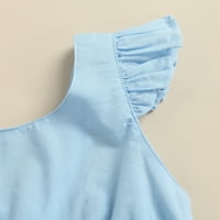 Eyicmarn Little Girl's Flyve haljina modne čvrste boje okrugla vrata mrežasta pređu šivanje a-line haljine