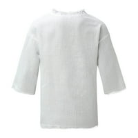 Muška majica Ležerne prilike Slaba labava pamučna posteljina dugih rukava o vratnim bluzama majice za