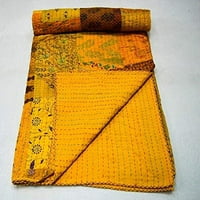 Indijski ručni patchwork kantha quilt kraljica veličine kantha prekrivač kantha bacanje veze sa vevrgavim