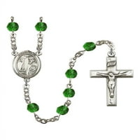 St. Elmo srebrna krunica može zelena vatra polirana perle Crucifi Veličina medaljine šarm