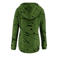 Fanxing Clearence Women Trendy duksevi Mjesto uzorak prevelizirane duksere Jesen Dugi rukav za crtanje pulover Tunike Green S