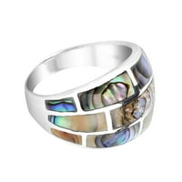 Moderni blokovi od opeke Abalone Sterling srebrni prsten za žensku godišnjicu odraslih veličina-7