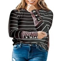 Springttc Žene Ležerne košulje s dugim rukavima Bluza za patchwork