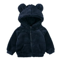 Koaiezne Toddler Kids Girls Boys Potpuno zip up jakna sa kapuljačom kaput medvjed uha dugih rukava debela odjeća