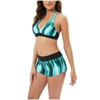 Ženska tonga bikini zazor dvije kupaće kostime Summer Beach Outfit Sexy Cheeky kupaći kupaći kupaći kostimi za žene Visoko struka Brazilsko bikini gradijent boja zeleni xxxxxl