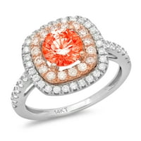 1.75ct okrugli rez crveni simulirani dijamant 18k bijeli ružin Gold Gold Angagment HALO prstena veličine 8,75