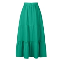 Daqian suknja za žensko čišćenje modnih žena čvrsti povremeni džep ruched ruffles elastične strukove suknje žene suknje za čišćenje zelene 4