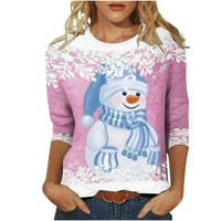 USMIXI TENDERY AERSIM Zimske majice za žene Ženske božićne vrhove plus veličine okruglih vrata slatka