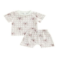 Franhais Toddler Girls Ljetne odjeće, kratke majice sa stablom kratkih rukava + Shorts Set