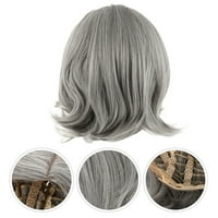 Modne žene kratka kovrčava kosa WIG srebrna siva rinka frizura perike prirodno izgledaju izvrsna poklopac