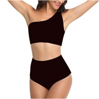 Ženski kupaći kostimi za kupanje visokih struka modni bikini s podlogom prsa bez čelika podržava seksi remen Split kupaći kostim plaža dva set crna l