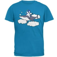 Umbljivanje jednorog jahanje morskog psa na nebu muške majice Sapphire 3x-LG