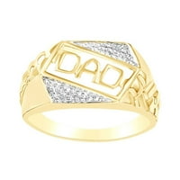 Okrugli bijeli prirodni dijamantski tata tata prstena u 10K čvrstog žutog zlata-13