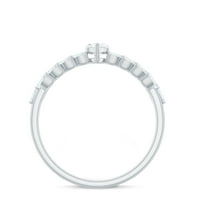 Kruška Cut Moissite Solitaire zaručni prsten sa pletenim bočnim kamenjem, 14k bijelo zlato, US 4.00